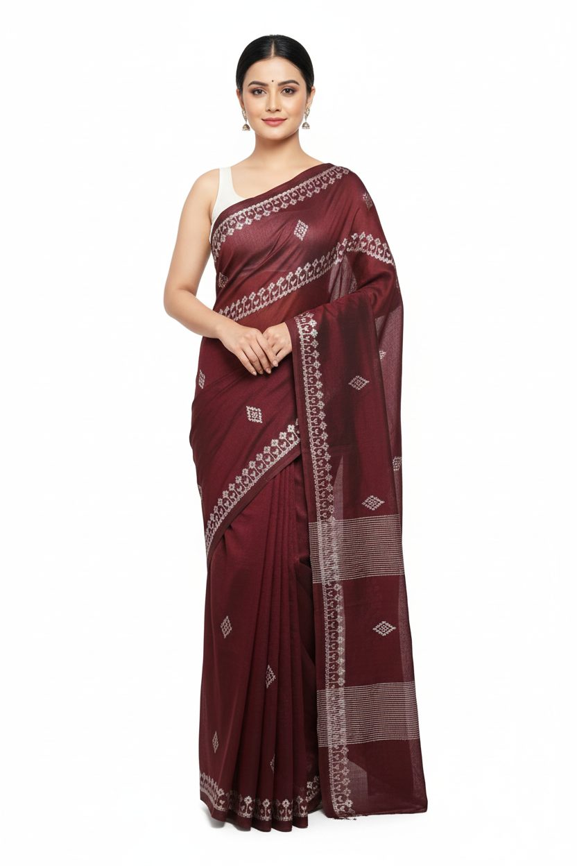Gorgeous Maroon saree with blouse