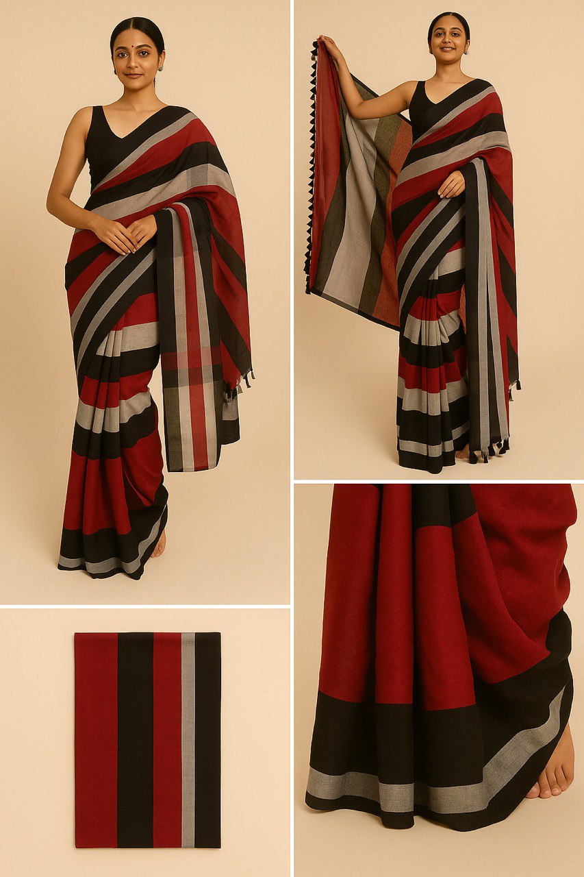 Sico Striped Khadi Saree